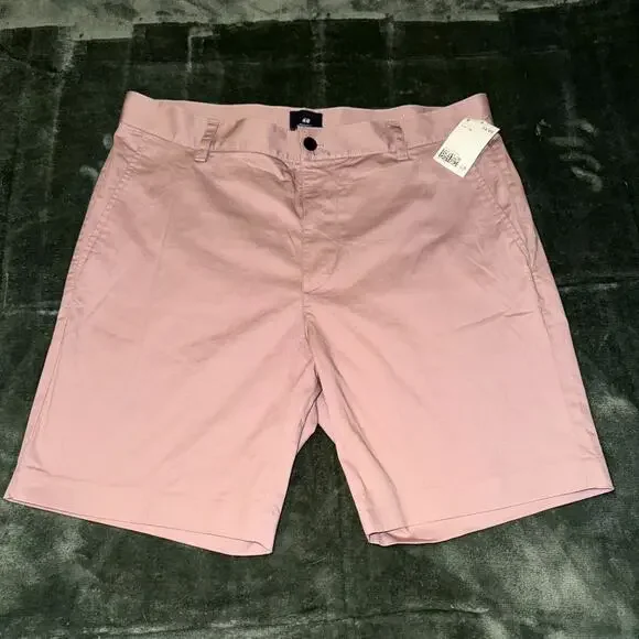 H&M Regular Fit Chino Shorts Men’s 36 Pink Cotton Pockets Summer Flat Front NWT - Picture 1 of 7